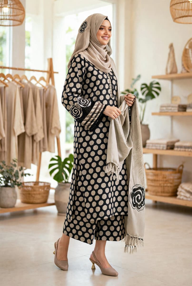 Gulnahar Premium 3 Piece Set – Silk Cotton Mix Kameez, Orna & Trouser